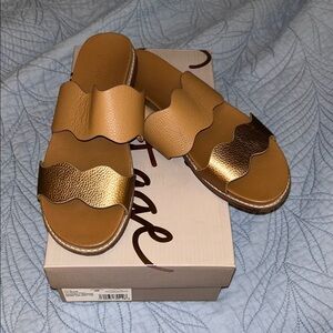 Crown Vintage Gold and Tan Sandals